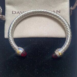 David Yurman 7mm twisted cable cuff bracelet with faceted